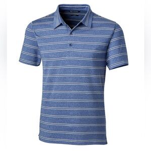 Cutter & Buck Forge Polo Heather Stripe Tailored Fit Tour Blue/white Size Large